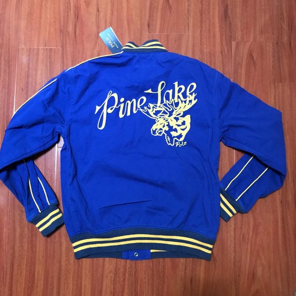 NWT $498 POLO SPORTSMAN RALPH LAUREN PINE LAKE BASEBALL JACKET BLUE YELLOW SZ M - Picture 2 of 7